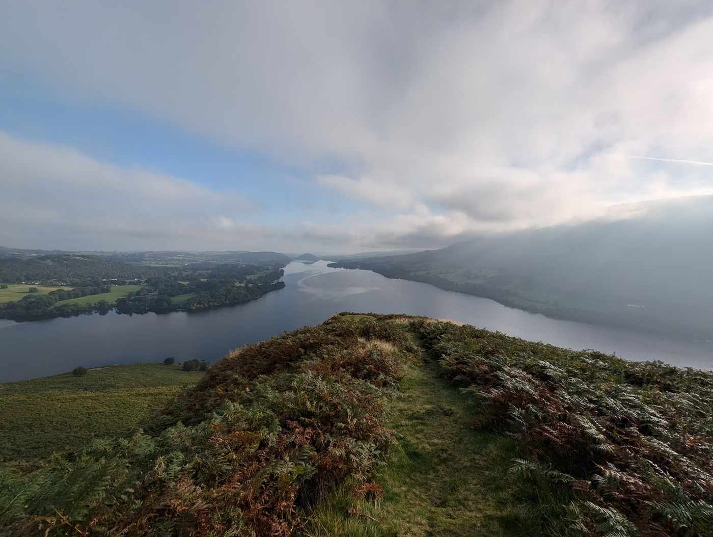 Ullswater curving away between the fells on a clear day